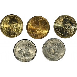 USA, 1 dolar, zestaw 5 sztuk