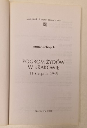 [JUDAÏQUE] CICHOPEK Anna - POGROM ŻYDÓW W KRAKOWIE