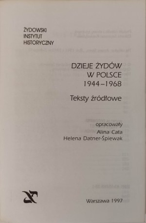 [JUDAICA] THE HISTORY OF THE JEWISH PEOPLE IN POLAND 1944-1968
