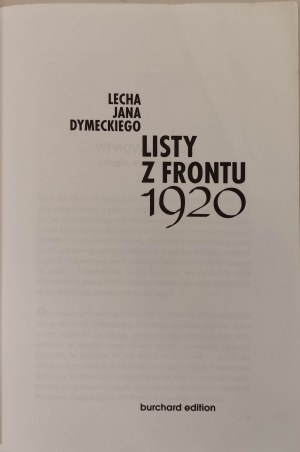 LECHA JANA DYMECKIE LISTY Z FRONTU 1920 Wydanie 1