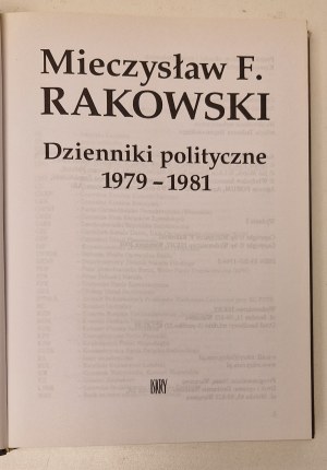 RAKOWSKI Mieczysław F. - DZIENNIKI POLITYCZNE 1979-1981 Wydanie 1