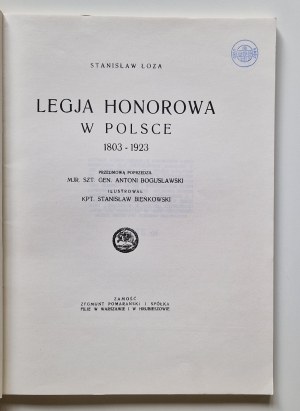 ŁOZA Stanisław - LEGJA HONOROWA W POLSCE 1803-1923 Reprint.