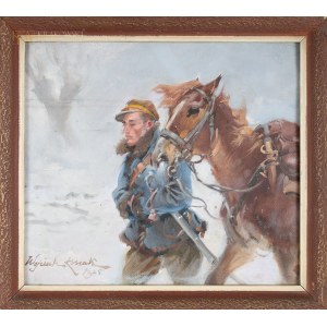 Wojciech KOSSAK (1856-1942), Lancer s koňom (1925)