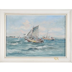 Eugeniusz DZIERZENCKI (1905-1990), Boats sailing to shore.