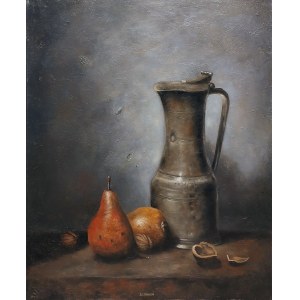 Dimo Litovka, Still life with jug and pear, 2016