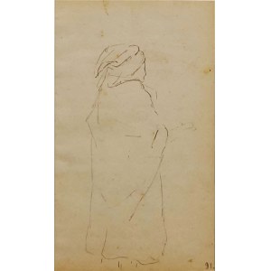 Jacek Malczewski (1854 - 1929), Umriss einer Frau auf dem Lande, von rechts dargestellt (1872).
