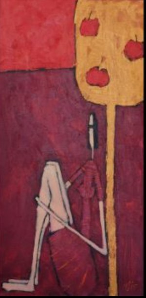 Małgorzata Stępniak - Zamyślona 100x50 cm