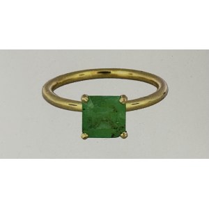 Prsten ze 14karátového žlutého zlata s přírodním smaragdem 1,37 ct. CERTIFIKÁT AIG