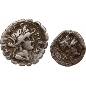 Roman Republic Quinar 211-210 BC & Denarius 81 BC Lot of 2 coins