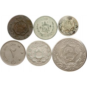 Afghanistan 20 Paisa - 2½ Afghanis (1910-1961) Lot of 6 coins