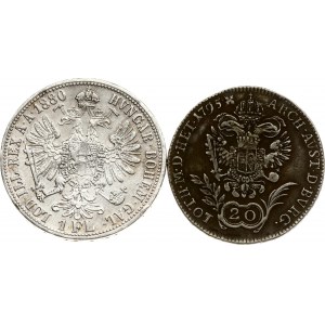 Austria 20 Kreuzer 1795 B & 1 Florin 1880 Lot of 2 coins