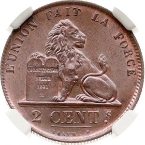 Belgium 2 Centimes 1870 NGC MS 63 BN