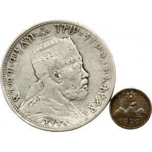 Ethiopia 1/2 Birr 1889 (1897) & Guatemala 1/4 Real 1896 Lot of 2 coins