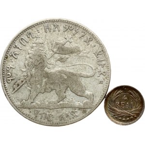 Ethiopia 1/2 Birr 1889 (1897) & Guatemala 1/4 Real 1896 Lot of 2 coins