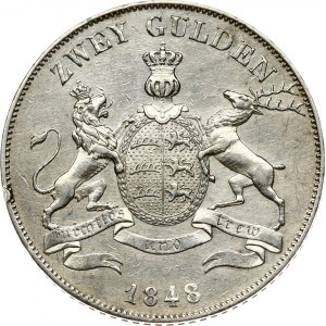 Wurttemberg 2 Gulden 1848