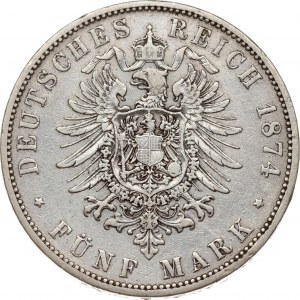 Germany Prussia 5 Mark 1874 A