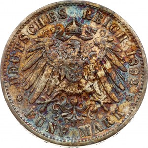 Germany Württemberg 5 Mark 1892 F