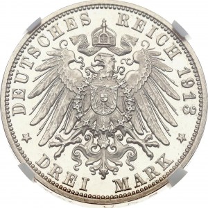 Germany Saxony 3 Mark 1913 E Battle of Leipzig PROOF DETAILS