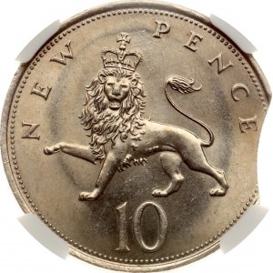 Great Britain 10 New Pence 1970 NGC MS 63 MINT ERROR