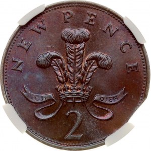 Great Britain 2 New Pence 1971 NGC MS 65 BN MINT ERROR