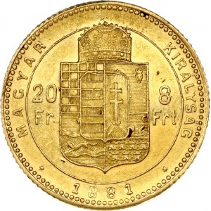 Hungary 20 Francs / 8 Forint 1881 KB
