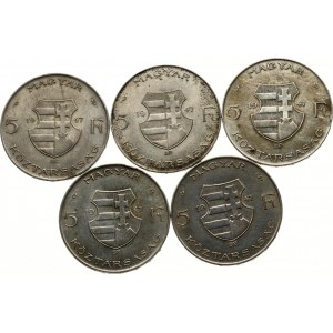 Hungary 5 Forint 1947 BP Lajos Kossuth Lot of 5 coins
