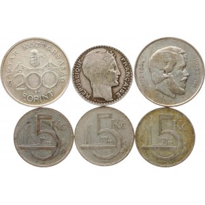 Hungary 5 Forint 1947 & 200 Forint 1992 with Coins of Different Countries Lot of 6 coins