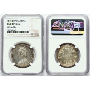 British India 1 Rupee 1876(B) NGC UNC DETAILS