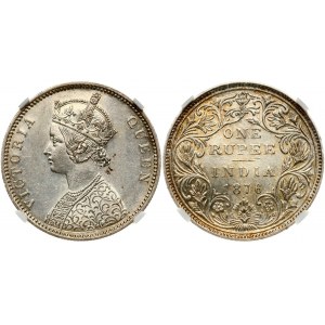 British India 1 Rupee 1876(B) NGC UNC DETAILS