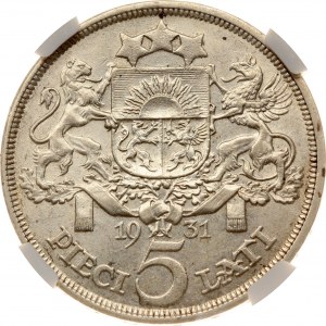 Latvia 5 Lati 1931 NGC AU 58