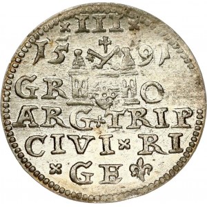 Polska Trojak 1591 Ryga LIV (R1)