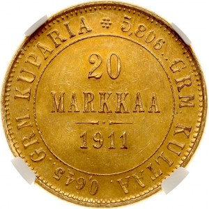 20 Markkaa 1911 L NGC MS 64