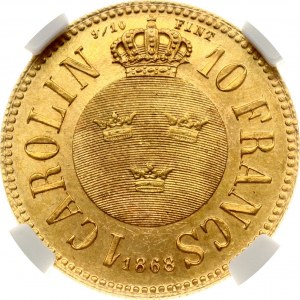 Sweden 1 Carolin / 10 Francs 1868 NGC MS 64