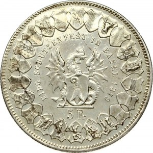Switzerland 5 Francs 1879 Basel Shooting Festival