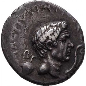 Sextus Pompeius, 42 - 40 př.Kr., AR Denár, Hlava Pompeia Magna MAG.PIVS.IMP.ITER. /