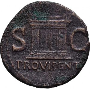 Augustus - posmrtná ražba za Tiberia, AE As, Rv:PROVIDENT.S.C., velký oltář, S.424,