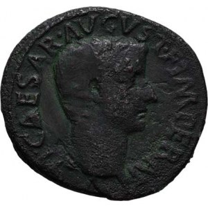 Tiberius - jako césar, 4 - 14, AE As, Rv:PONTIFEX.TRIBVN.POTESTATE.XII., velké