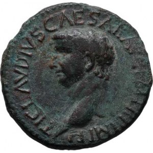 Claudius, 41 - 54, AE As, Rv S.C., Minerva se štítem zprava, RIC.116,