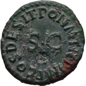 Claudius, 41 - 54, AE Quadrans, modius/ Rv: PON.M.TR.P.IMP.COS.DES.IT.