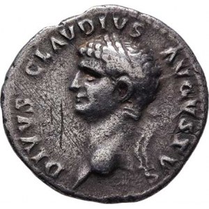 Claudius - posmrtná ražba za Nerona, AR Denár, DIVVS.CLAVDIVS.AVGVSTVS, hlava vlevo /