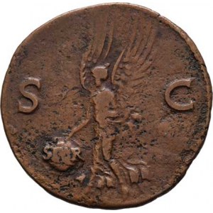 Nero, 54 - 68, AE As, Rv:S.C., Victoria s globem, RIC.605, podobný
