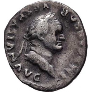 Vespasianus, 69 - 79, AR Quinarius, Rv:VICTORIA.AVGVSTI., sed. Victoria,