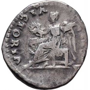 Vespasianus, 69 - 79, AR Quinarius, Rv:VICTORIA.AVGVSTI., sed. Victoria,