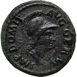 Domitianus, 81 - 96, AE Quadrans, Av:IMP.DOMIT.AVG.GERM., hlava Minervy