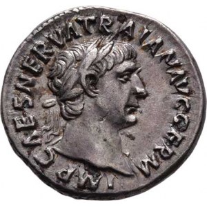 Traianus, 98 - 117, AR Denár, Rv:P.M.TR.P.COS.IIII.P.P., Victoria kráčí