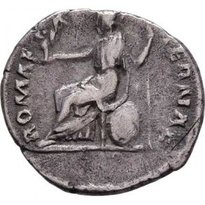 Hadrianus, 117 - 138, AR Denár, Rv:ROMAE.AETERNAE., sedící Roma zleva,