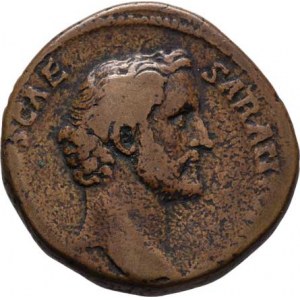 Antoninus Pius - jako césar, únor - červenec 138, AE As, Rv:TRIB.POT.COS.PIETAS.S.C., stojící Pie
