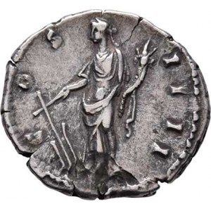 Antoninus Pius, 138 - 161, AR Denár, Rv:COS.IIII., stojící Fortuna, RIC.188,