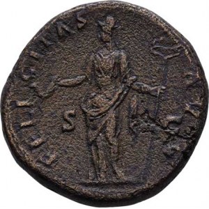 Antoninus Pius, 138 - 161, AE Sestercius, Rv:FELICITAS.AVG.S.C., stojící