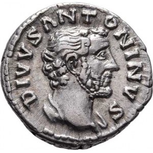 Antoninus Pius - posmrtná ražba za Marca Aurelia, AR Denár, Rv:CONSECRATIO., pohřební hranice,